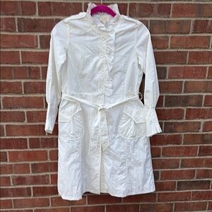 EUC Sz L (10/12) The Children's Place Classic White Raincoat w ruffles